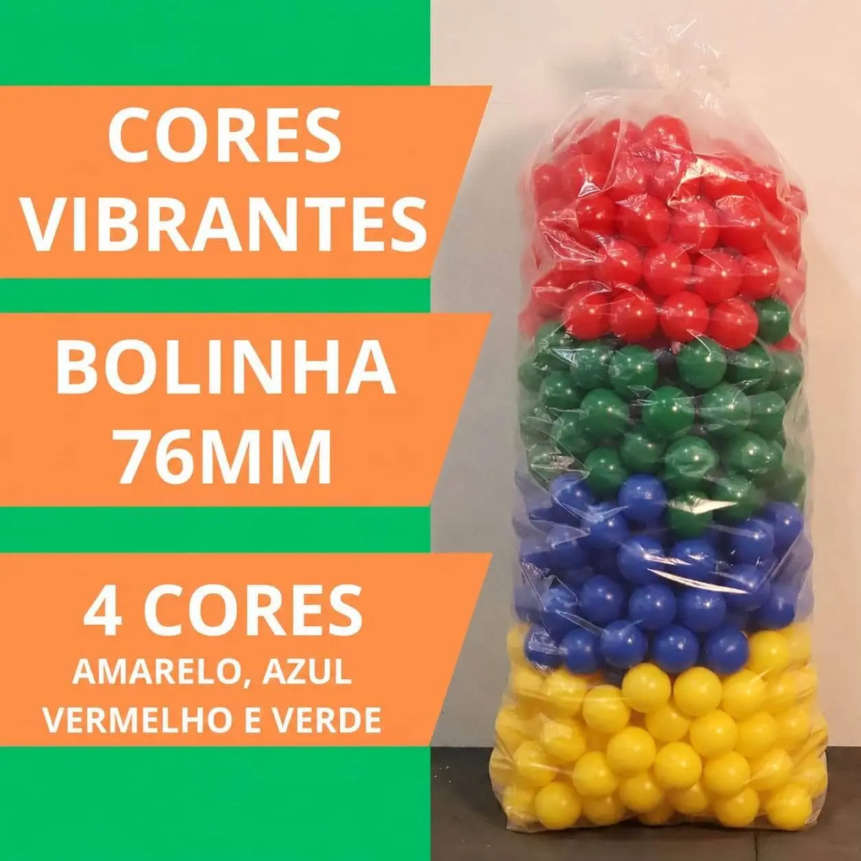 Pacote Mix Colorido — 500 bolinhas Play & Cia nas 4 cores regulares